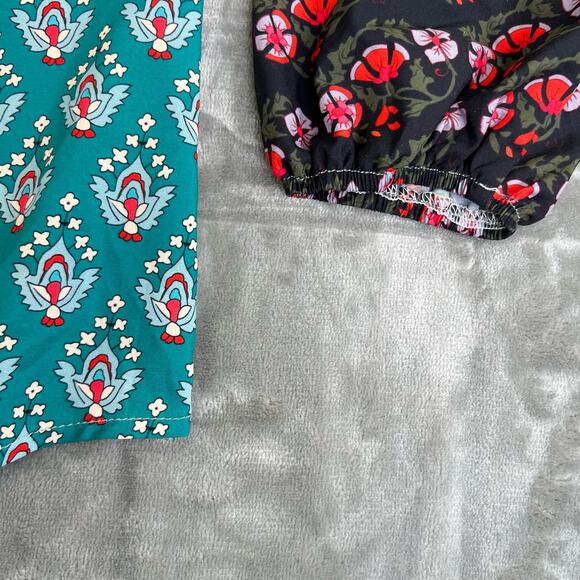 Boho Floral Multicolor Patchwork Print Blouse Womens Sz M Tassel Tie Long Sleeve - Picture 6 of 16